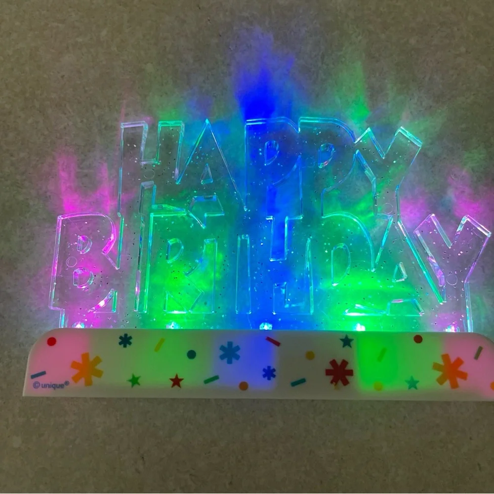 2! Birthday MultiColor Light Up 3mode Flashy Cake Toppers Reusable